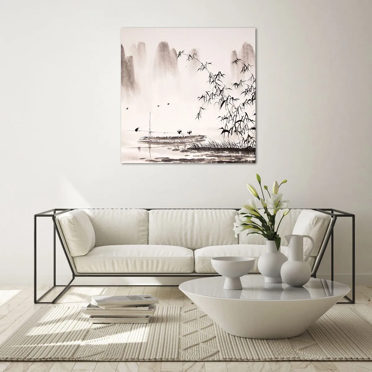 Glasbild - Bild auf glas - Die Stille der Reisfelder - 40x40 cm