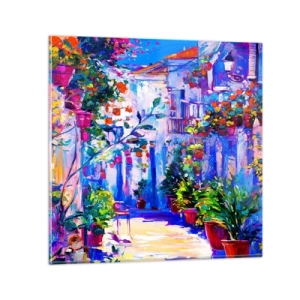 Glasbild - Bild auf glas - Impresja - eine italienische Straße - 60x60 cm