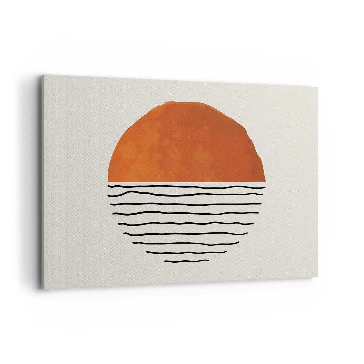 Bild auf Leinwand - Leinwandbild - Ein minimalistischer Sonnenuntergang über wellenartigen Linien - 100x70cm - Im japanischen Klima - Moderne Wanddekoration für Wohnzimmer und Schlafzimmer ARTTOR