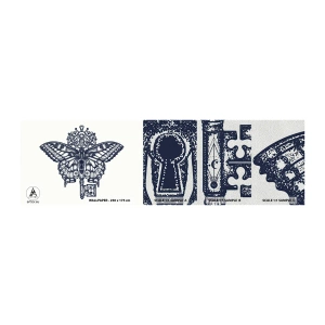 Fototapeten Muster Premium Sand - Alle Geheimnisse des Herzens - Abstraktion, Schmetterling, Schlüssel - 100x30 cm