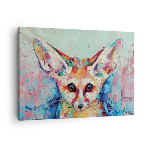 Bild auf Leinwand - Leinwandbild - Ein farbenfrohes Porträt eines Fenneks im Stil der expressiven Malerei. - 70x50cm - Bist du bereit für mich? - Moderne Wanddekoration für Wohnzimmer und Schlafzimmer ARTTOR