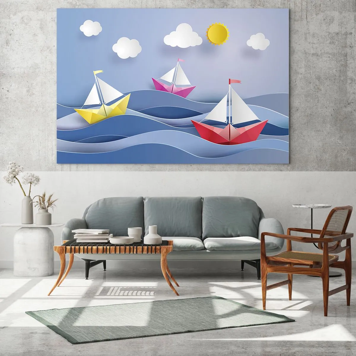 Glasbild - Bild auf glas - Oh, wie schön ist es, in den Wellen zu schaukeln - 100x70cm - Ach, wie schön ist es, in den Wellen zu schwingen - Moderne Wanddekoration für Wohnzimmer und Schlafzimmer ARTTOR