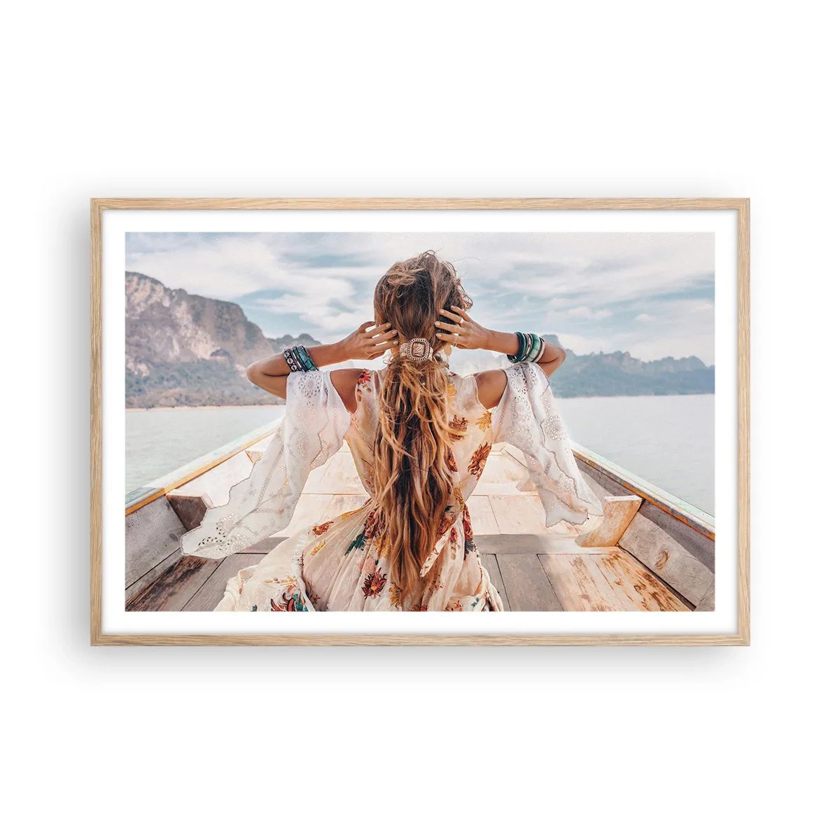 Poster in einem Rahmen aus heller Eiche - Auf dem Weg zum Glück - 91x61 cm