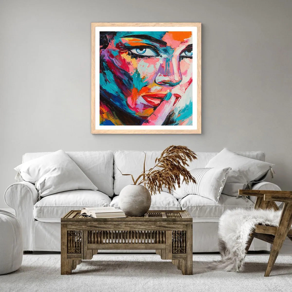 Poster in einem Rahmen aus heller Eiche - Unser erstes Geheimnis - 40x40 cm