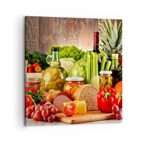 Bild auf Leinwand - Leinwandbild - Geräuchert, gebacken und eingelegt - 50x50 cm