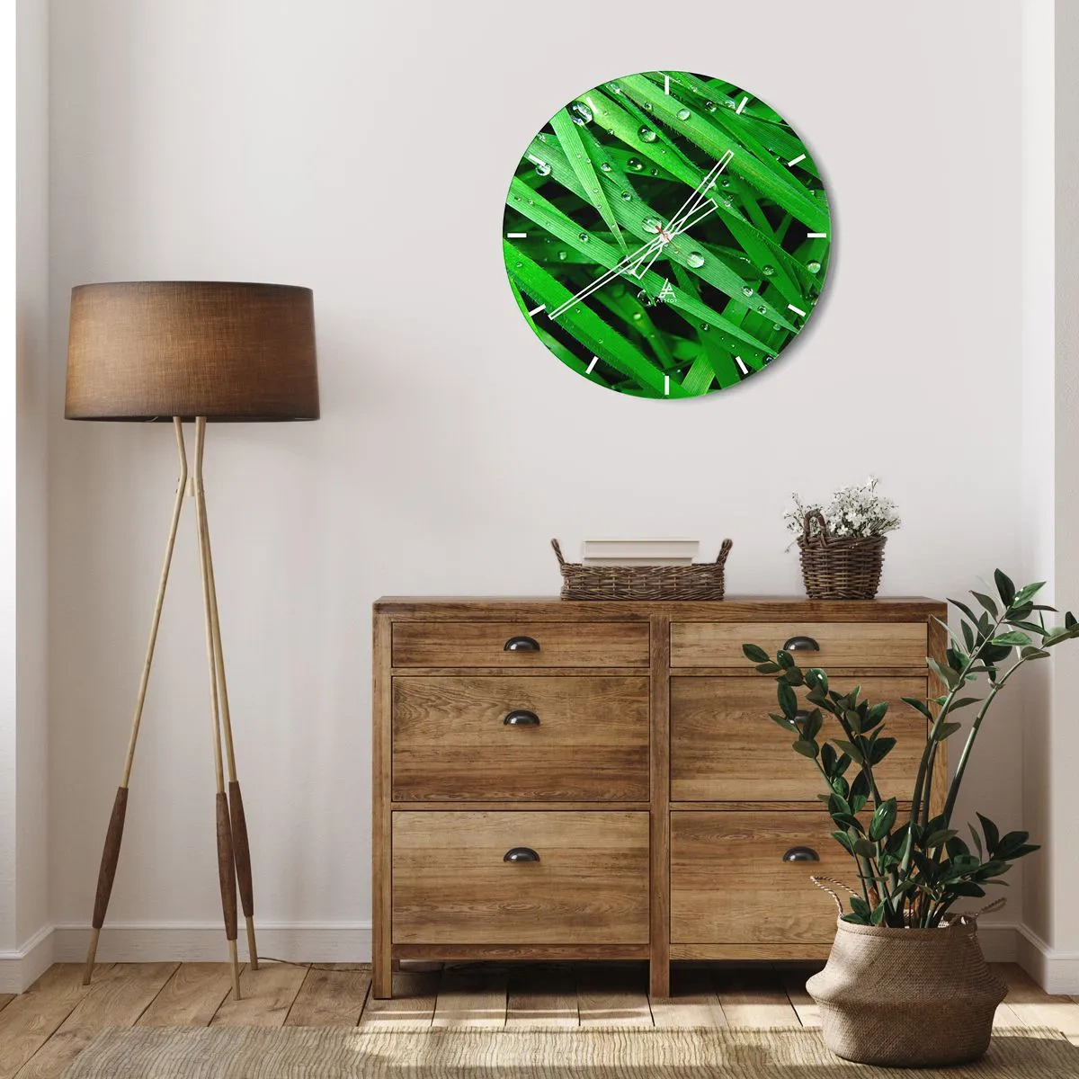 Wanduhr - Glasuhr - Grün spielen - 40x40 cm