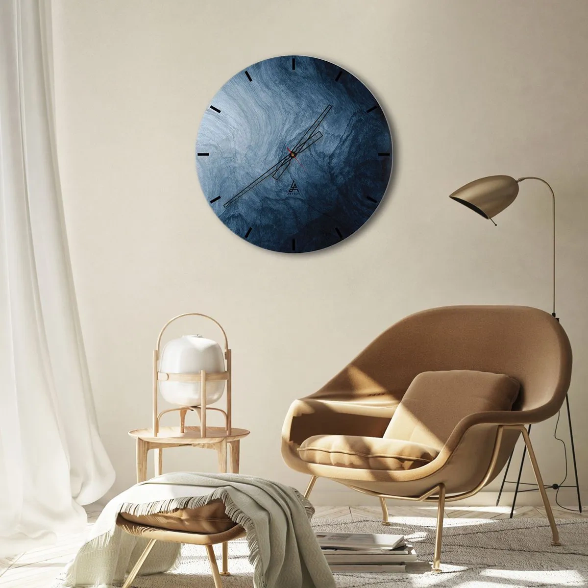 Wanduhr - Glasuhr - Abstrakte, tief gesättigte dunkelblaue Textur - 30x30cm - Greifen Sie tief - Moderne Wanddekoration für Wohnzimmer, Küche und Schlafzimmer ARTTOR