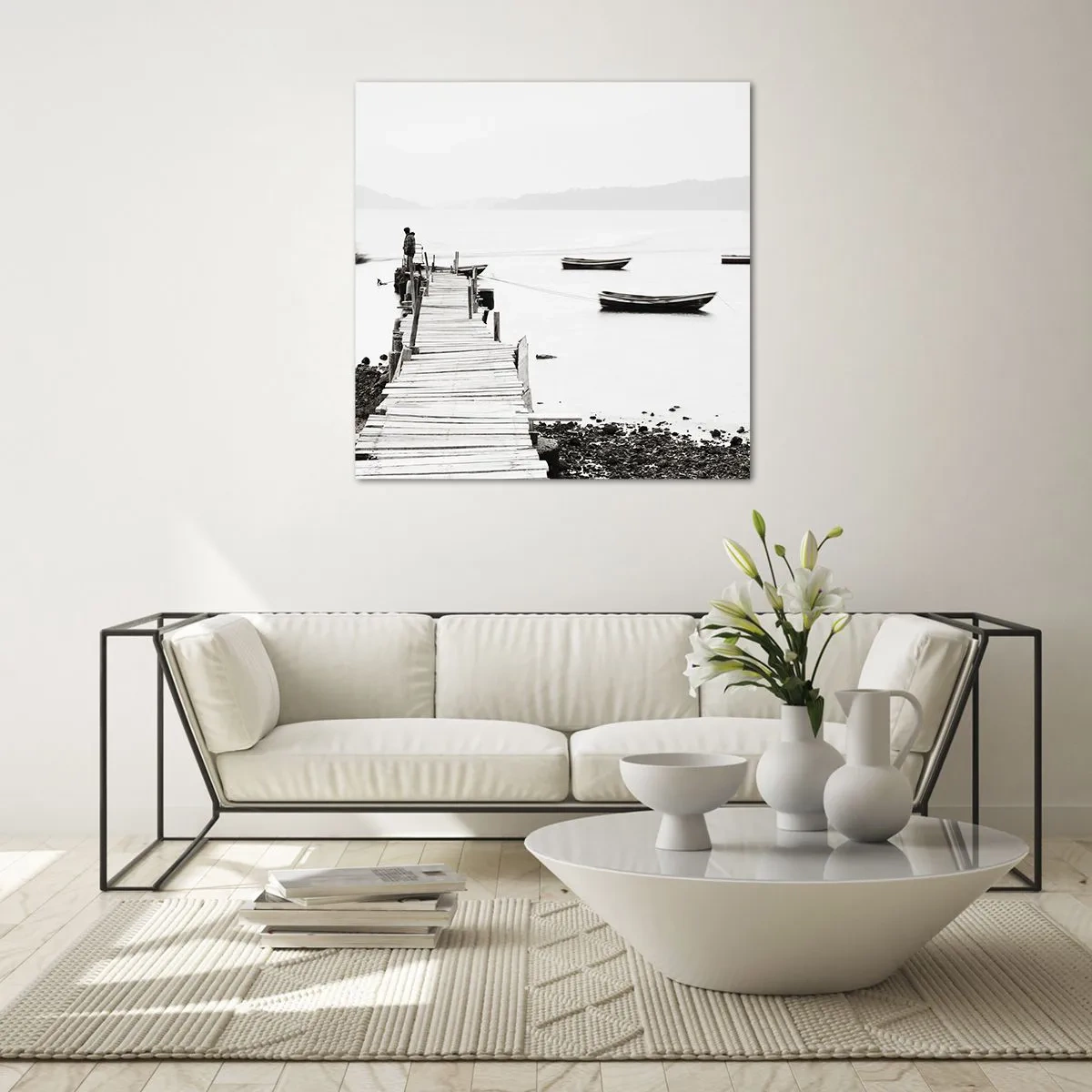 Glasbild - Bild auf glas - Ruhig und sauber über dem Wasser - 60x60 cm