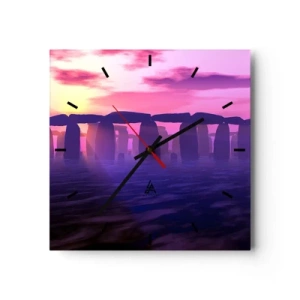 Wanduhr - Glasuhr - Geheimnis im Morgengrauen im Nebel - 40x40 cm