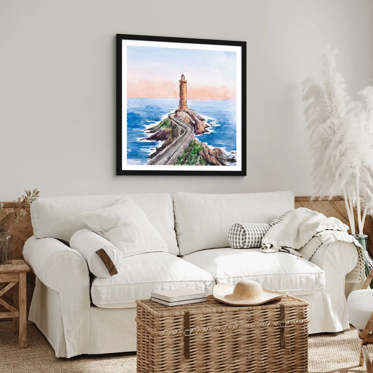 Poster in einem schwarzem Rahmen - Dem Meer zugewandt - 30x30 cm