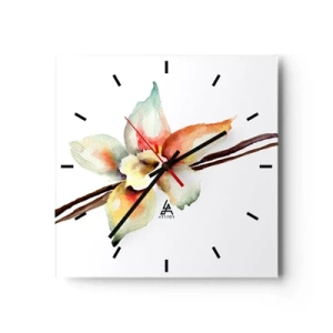 Wanduhr - Glasuhr - Aquarell-Blumenillustration in Pastellfarben - 30x30cm - Süße mit Farbe verschüttet - Moderne Wanddekoration für Wohnzimmer und Schlafzimmer ARTTOR