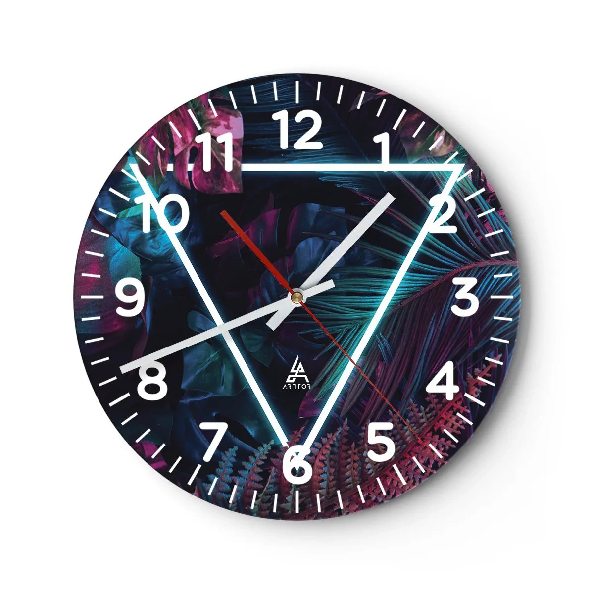 Wanduhr - Glasuhr - Garten im Disco-Stil - 40x40 cm