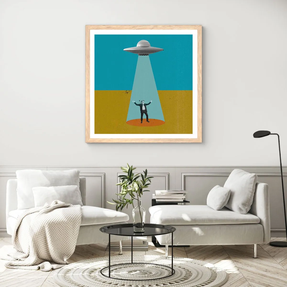 Poster in einem Rahmen aus heller Eiche - Nahe Begegnung - 60x60 cm