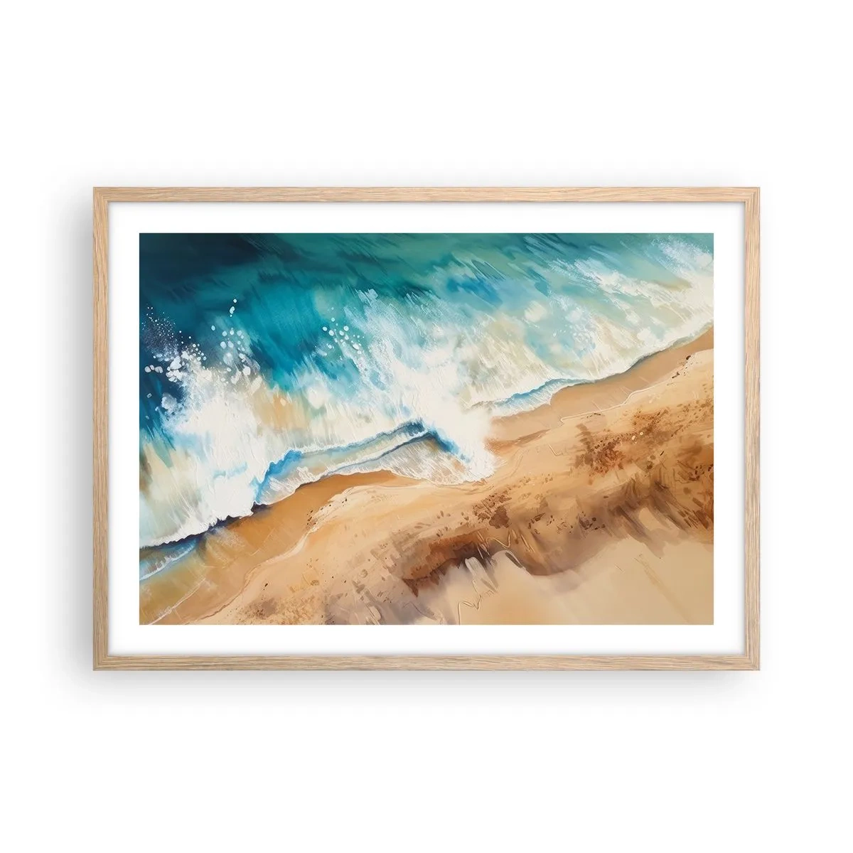 Poster in einem Rahmen aus heller Eiche - Zurückkehrende Welle - 70x50 cm