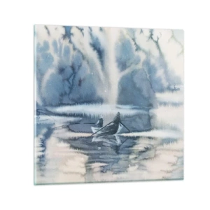 Glasbild - Bild auf glas - Angler in ihrem Paradies - 70x70 cm