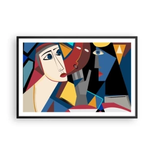 Poster in einem schwarzem Rahmen - Gespräch zwischen Kubisten - 91x61 cm