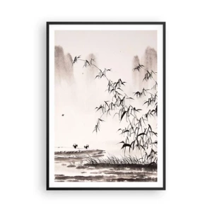 Poster in einem schwarzem Rahmen - Die Stille der Reisfelder - 70x100 cm