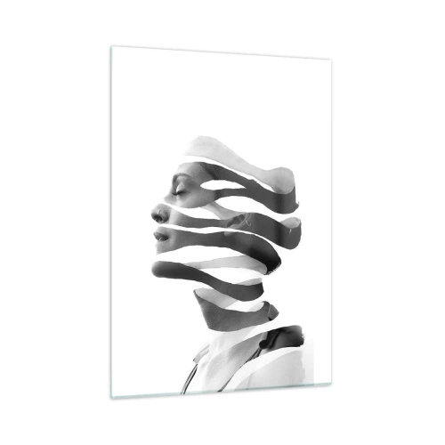 Glasbild - Bild auf glas - Abstrakte Komposition eines Frauenporträts - 50x70cm - Surreales Porträt - Moderne Wanddekoration für Wohnzimmer und Schlafzimmer ARTTOR