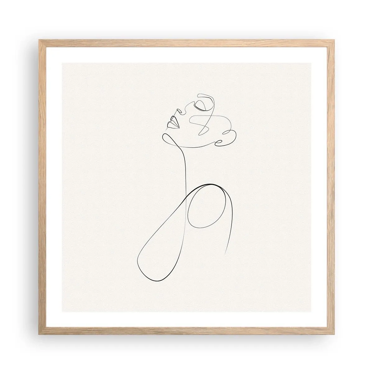 Poster in einem Rahmen aus heller Eiche - Versunken in Träumen - 60x60 cm