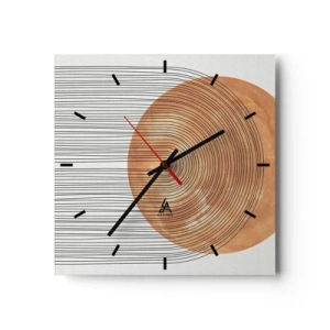 Wanduhr - Glasuhr - Geometrische Komposition mit Kreisen und Linien in warmen Farben. - 30x30cm - SonnenKomposition - Moderne Wanddekoration für Wohnzimmer und Schlafzimmer ARTTOR