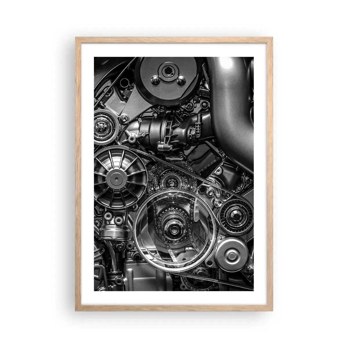 Poster in einem Rahmen aus heller Eiche - Die Poesie der Mechanik - 50x70 cm