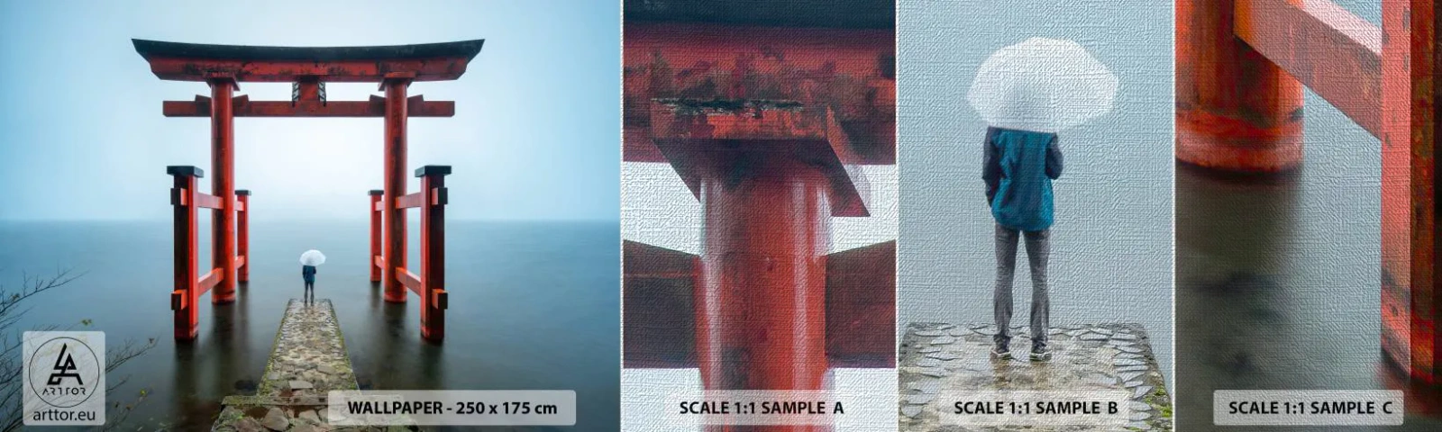 Fototapeten Muster Premium Canvas - Japanische Träumerei - Asien, Hakone-Tempel, Japan - 100x30 cm