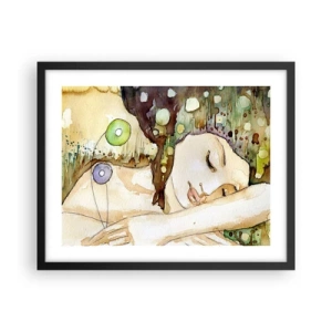 Poster in einem schwarzem Rahmen - Ein smaragd-violetter Traum - 50x40 cm