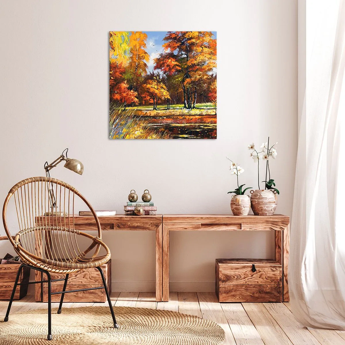 Bild auf Leinwand - Leinwandbild - Landschaft in Gold und Bronze - 50x50 cm