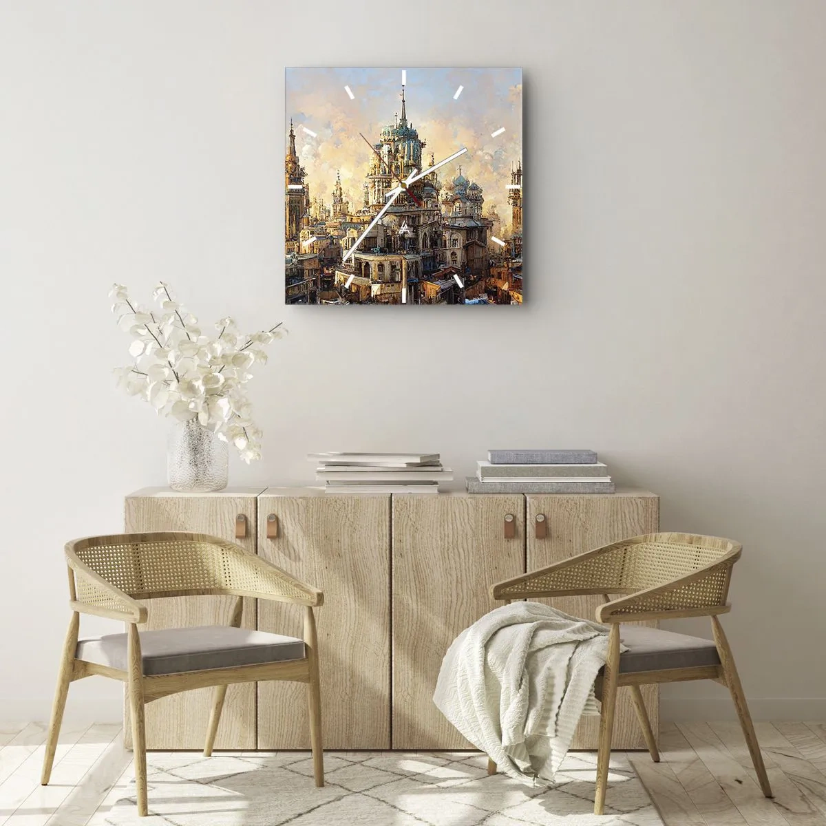 Wanduhr - Glasuhr - Stadt der Städte - 40x40 cm