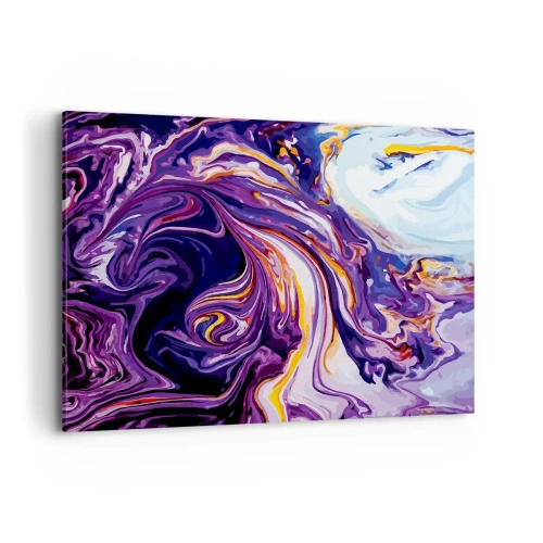 Bild auf Leinwand - Leinwandbild - Ein dynamisches abstraktes Muster in Lila- und Gelbtönen. - 120x80cm - Die Falte ist lila geworden - Moderne Wanddekoration für Wohnzimmer und Schlafzimmer ARTTOR
