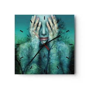 Wanduhr - Glasuhr - Eingetaucht in Blau - 40x40 cm