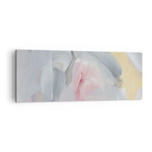 Bild auf Leinwand - Leinwandbild - Abstrakte Pastellstriche in Rosa- und Grautönen. - 140x50cm - In einer Pastellwelt - Moderne Wanddekoration für Wohnzimmer und Schlafzimmer ARTTOR