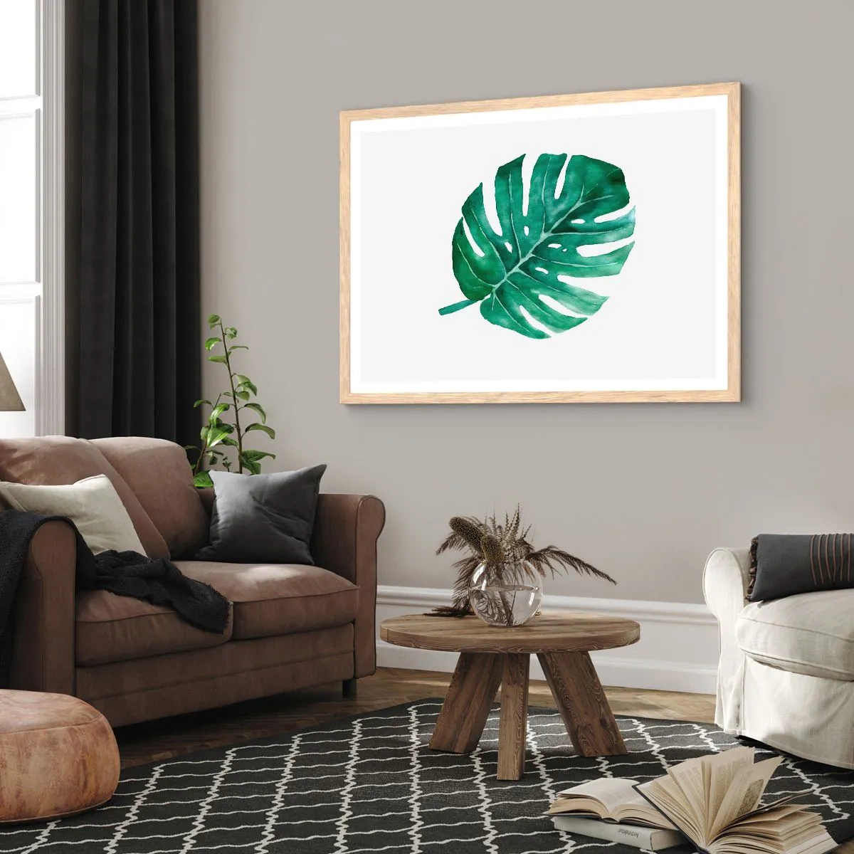 Poster in einem Rahmen aus heller Eiche - Grünes Konzept - 91x61 cm