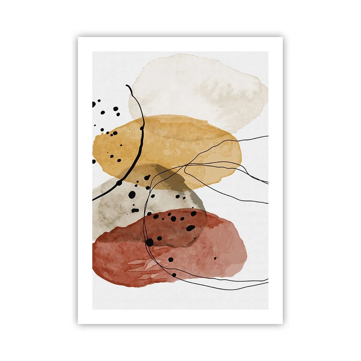 Poster - Abstrakte Formen in Beige-, Gelb- und Rottönen - 50x70cm - Wie leichte, transparente Luft - Moderne Wanddekoration für Wohnzimmer und Schlafzimmer ARTTOR