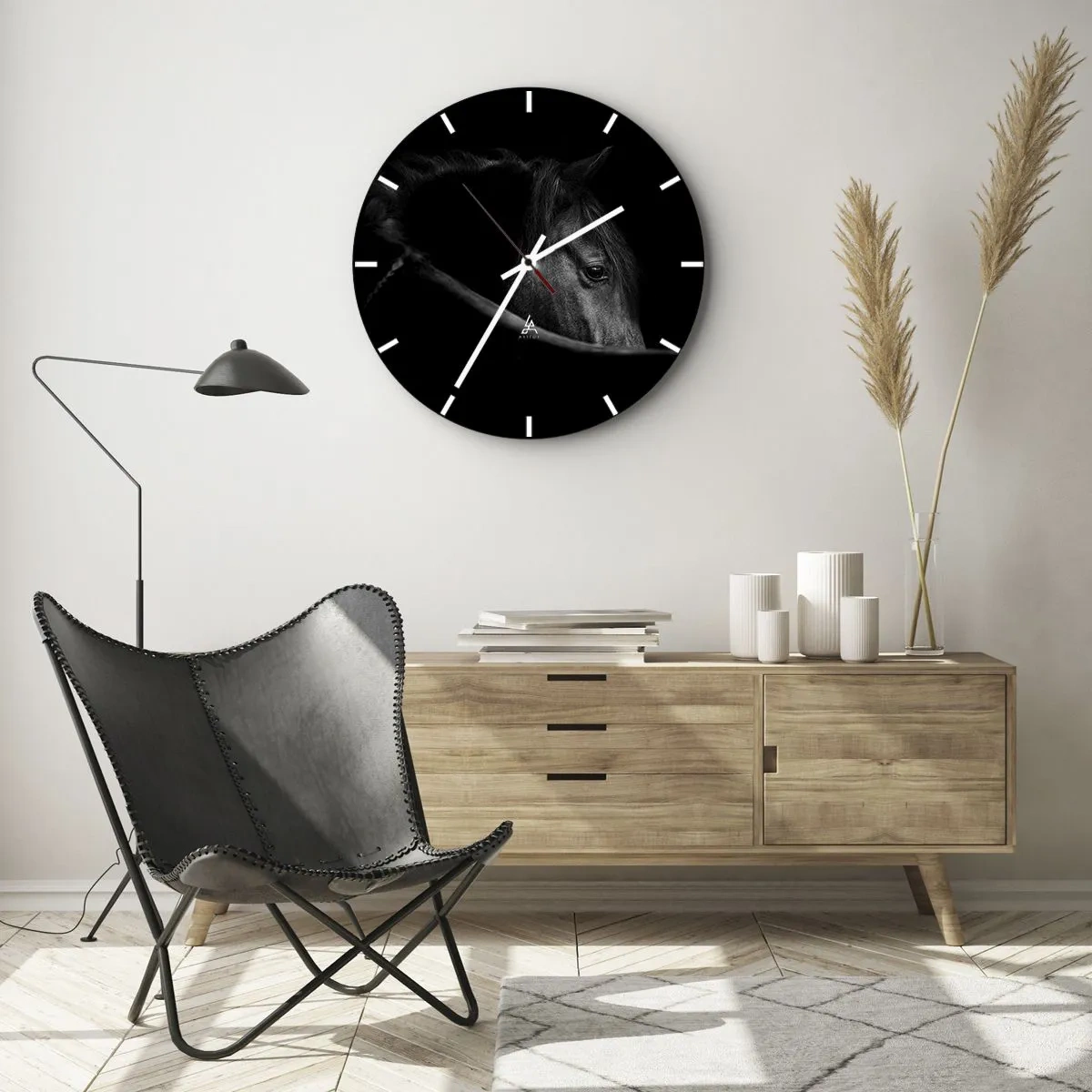Wanduhr - Glasuhr - Schwarzer Prinz - 40x40 cm