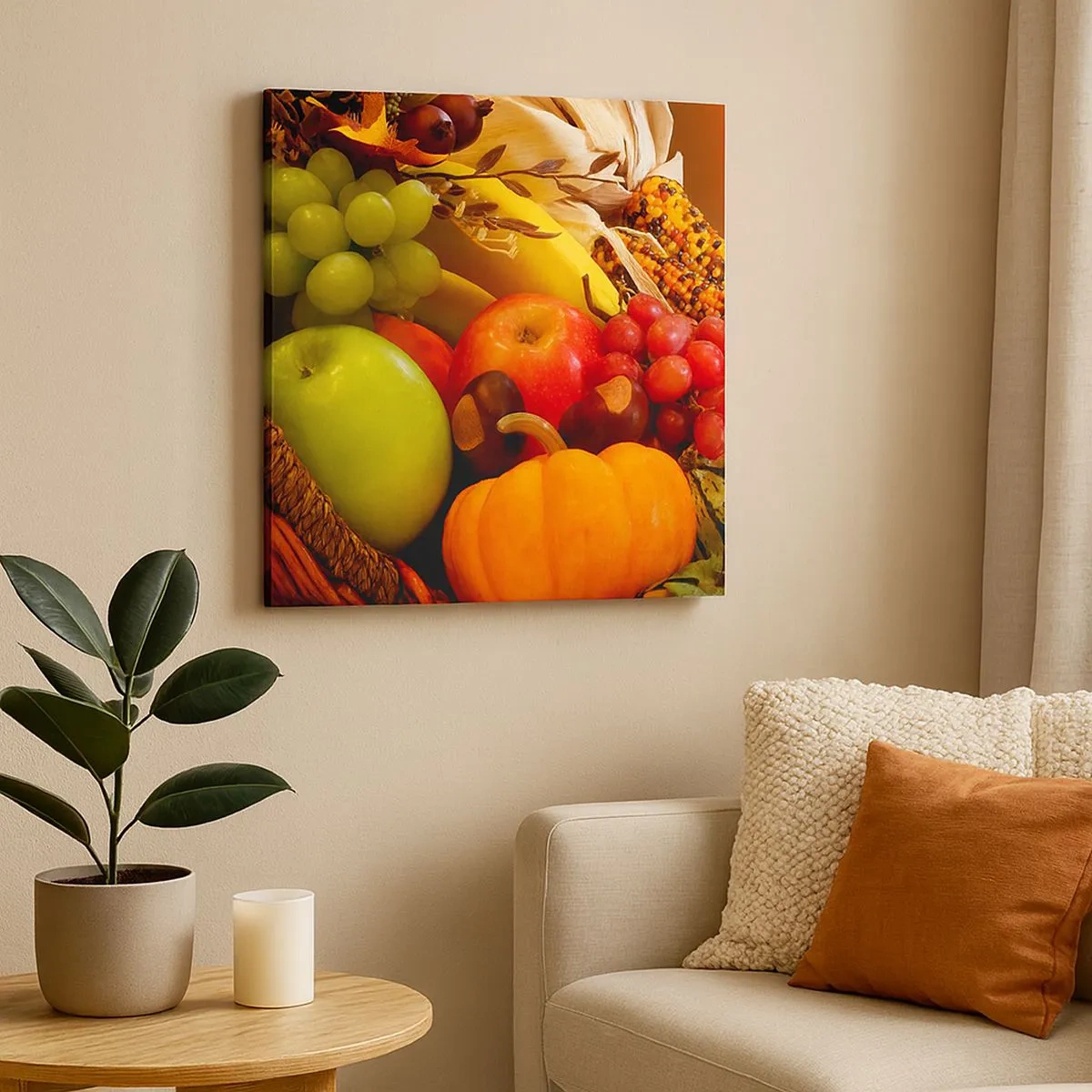 Bild auf Leinwand - Leinwandbild - Ein Korb voller Ernte - 30x30 cm