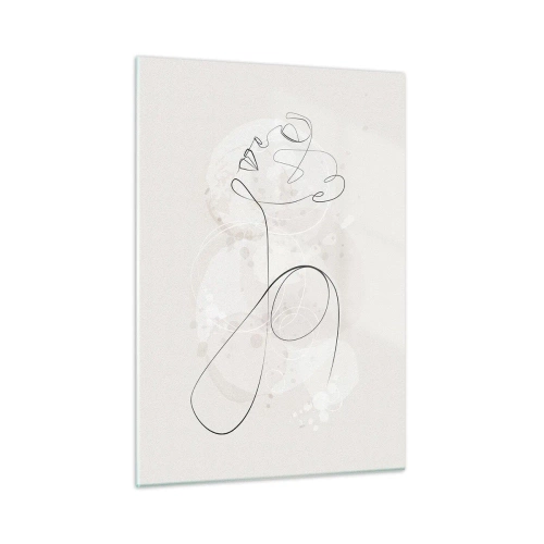 Glasbild - Bild auf glas - Abstraktes Porträt in Weißtönen - 50x70cm - Die Spirale der Schönheit - Moderne Wanddekoration für Wohnzimmer und Schlafzimmer ARTTOR