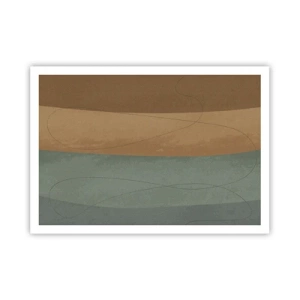 Poster - Abstrakte Komposition in natürlichen Erdtönen - 100x70cm - Horizontale Komposition - Moderne Wanddekoration für Wohnzimmer und Schlafzimmer ARTTOR