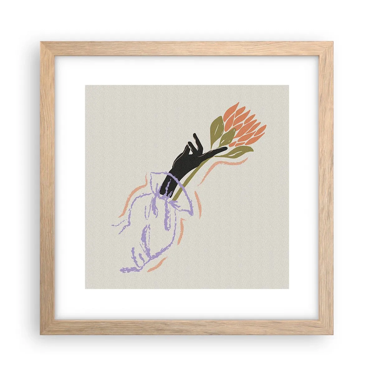 Poster in einem Rahmen aus heller Eiche - Schwesterliche Berührung - 30x30 cm