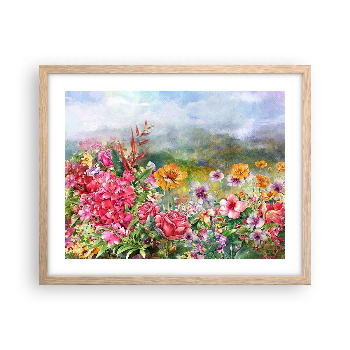 Poster in einem Rahmen aus heller Eiche - Ein Garten, der verrückt geworden ist - 50x40 cm