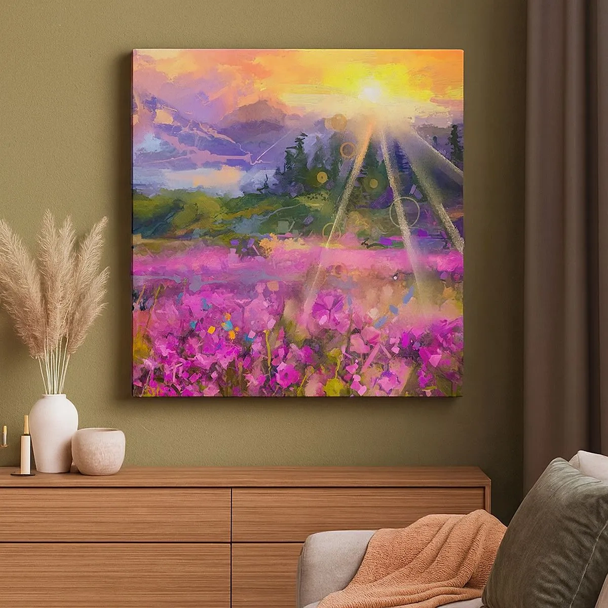 Bild auf Leinwand - Leinwandbild - Im Tal unter dem Schutz der Sonne - 30x30 cm