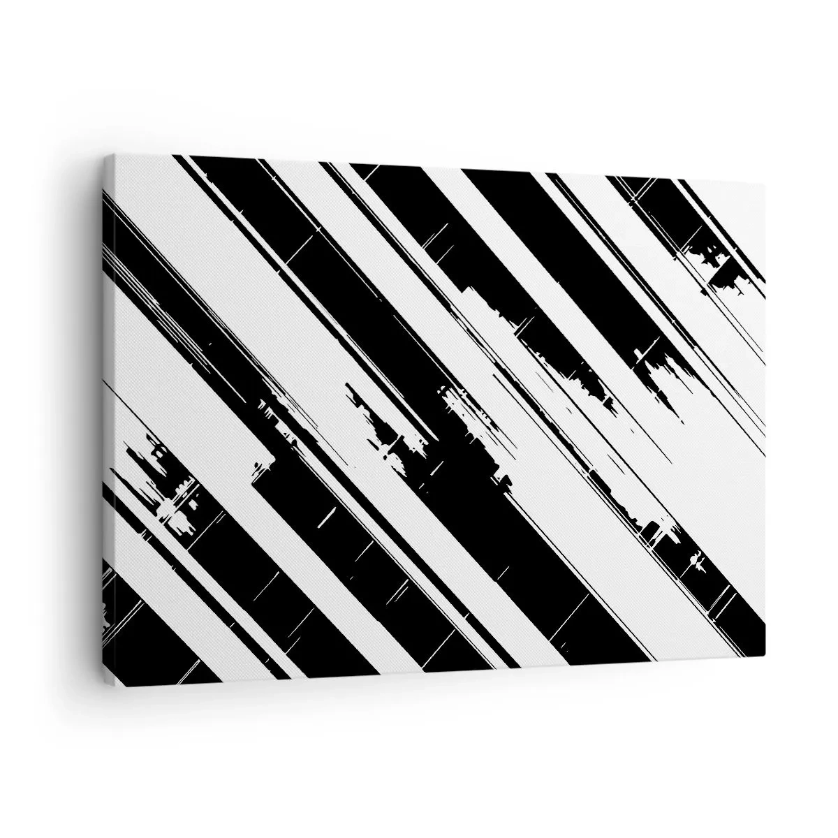 Bild auf Leinwand - Leinwandbild - Schwarz-weiße Linien und geometrische Muster im modernen Stil - 70x50cm - Eine intensive und dynamische Komposition - Moderne Wanddekoration für Wohnzimmer und Schlafzimmer ARTTOR