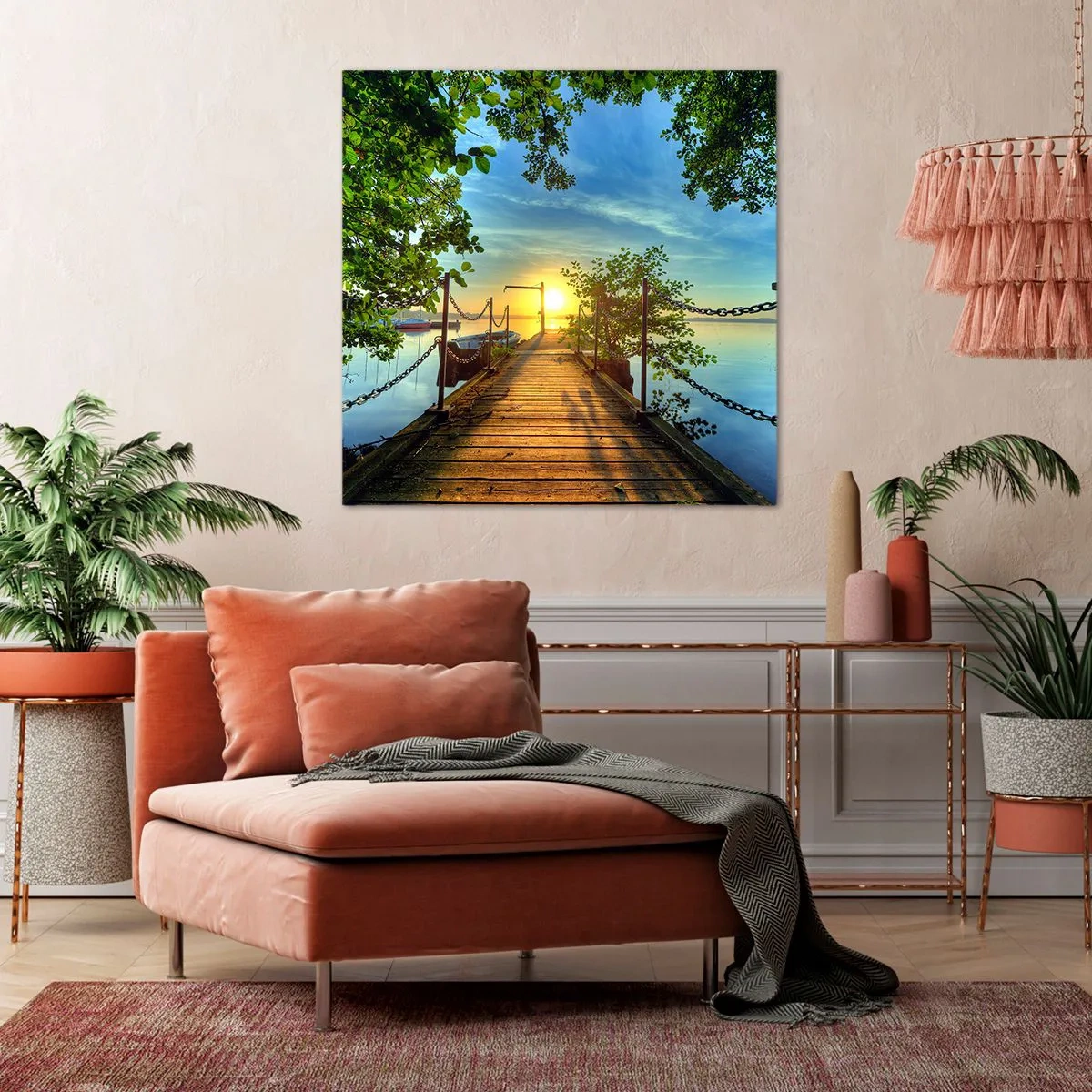 Bild auf Leinwand - Leinwandbild - Westen auf dem Wasser - 40x40 cm