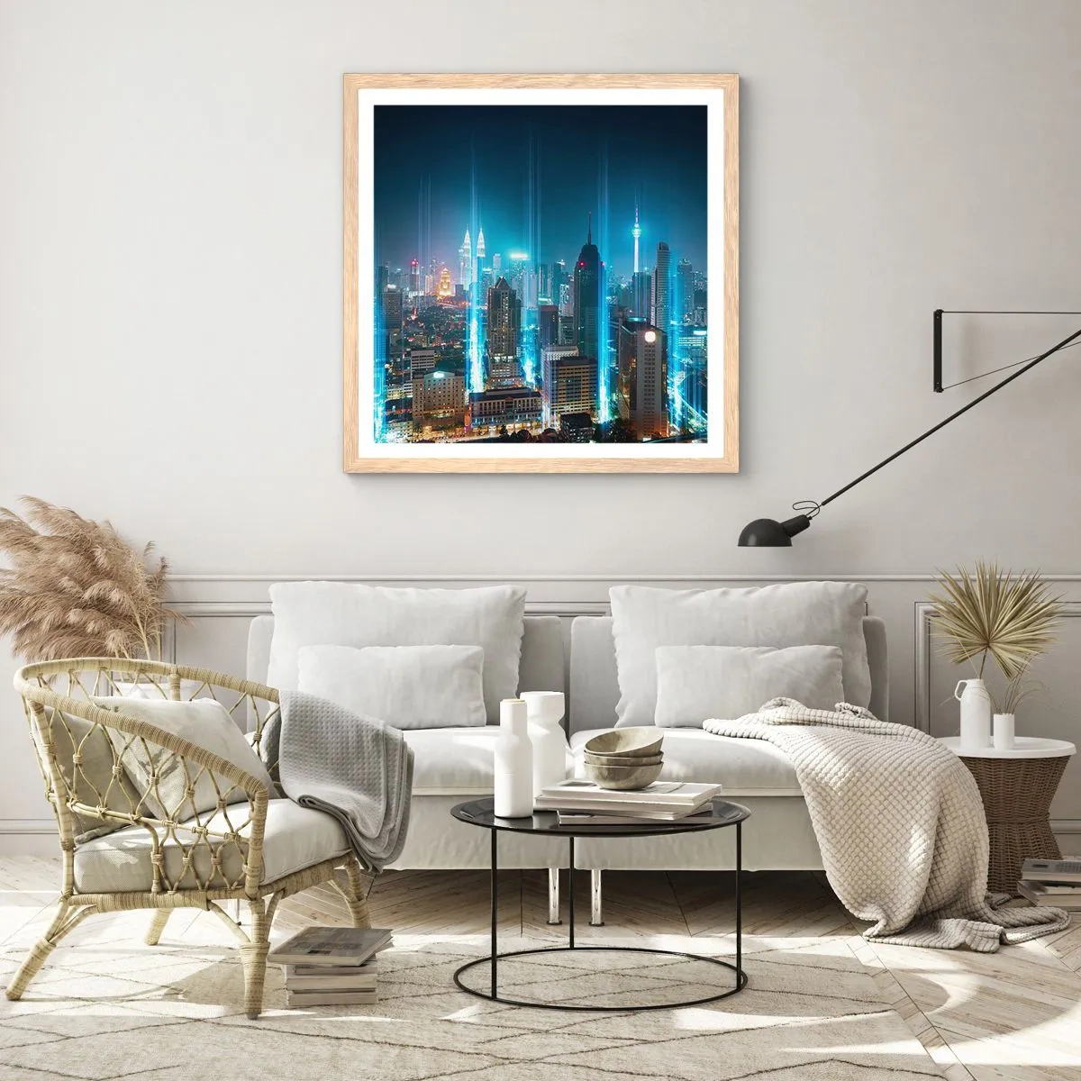 Poster in einem Rahmen aus heller Eiche - Auf Berliner Art gegen den Himmel - 30x30 cm