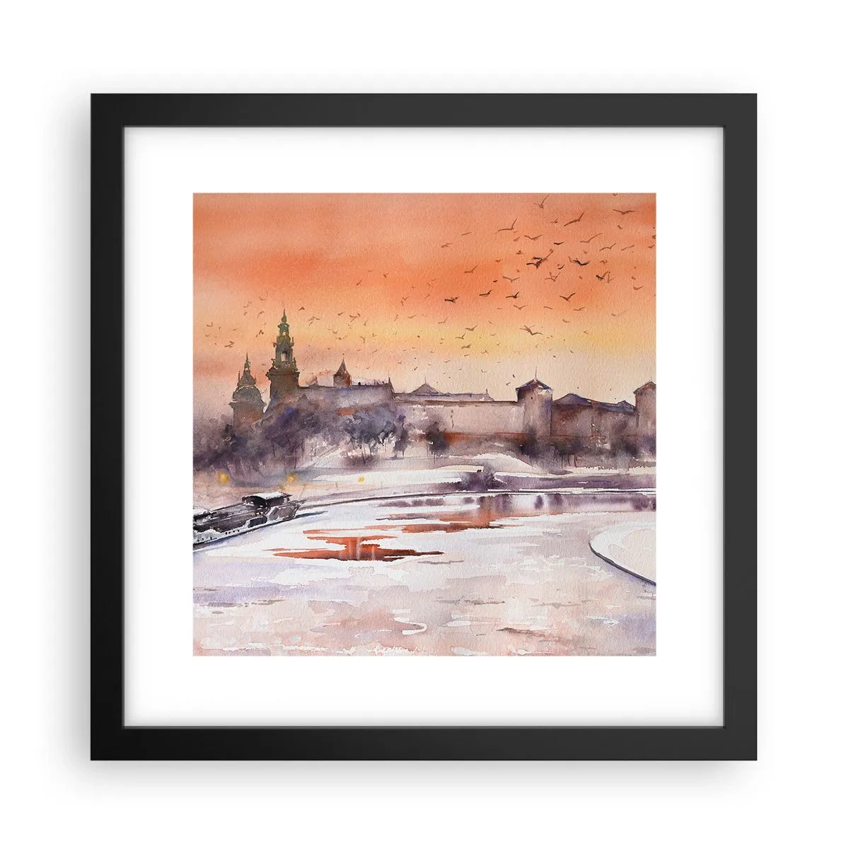 Poster in einem schwarzem Rahmen - Königlicher Sonnenuntergang - 30x30 cm