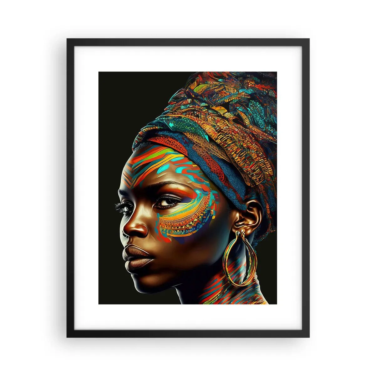 Poster in einem schwarzem Rahmen - Afrikanische Königin - 40x50 cm