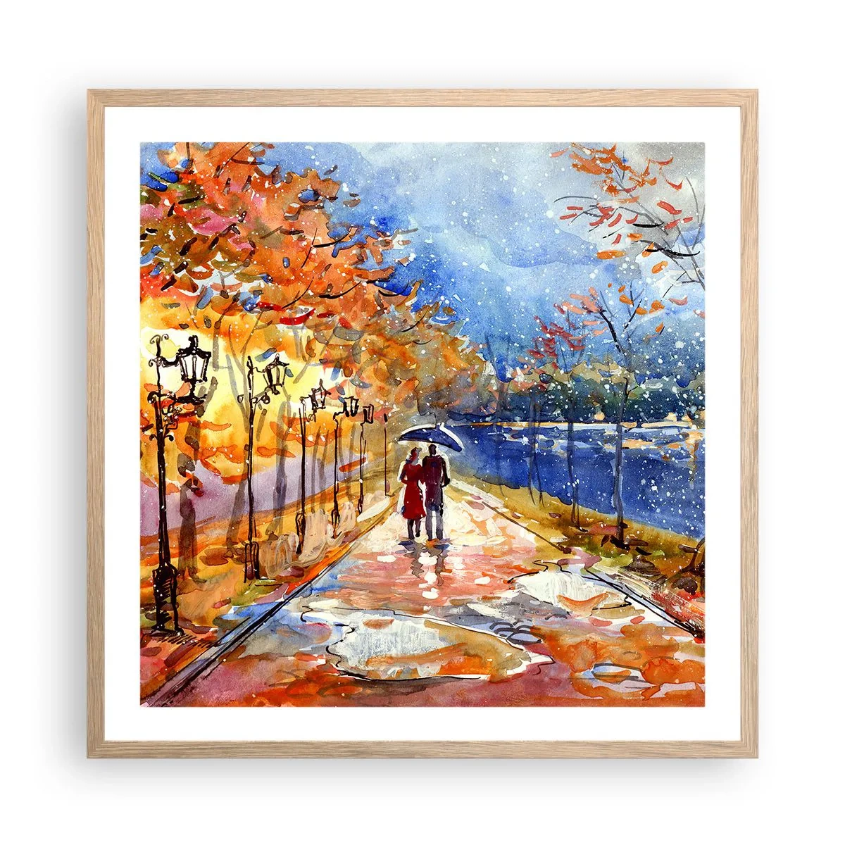 Poster in einem Rahmen aus heller Eiche - Gemeinsam bis an die Grenze der Zeit - 60x60 cm