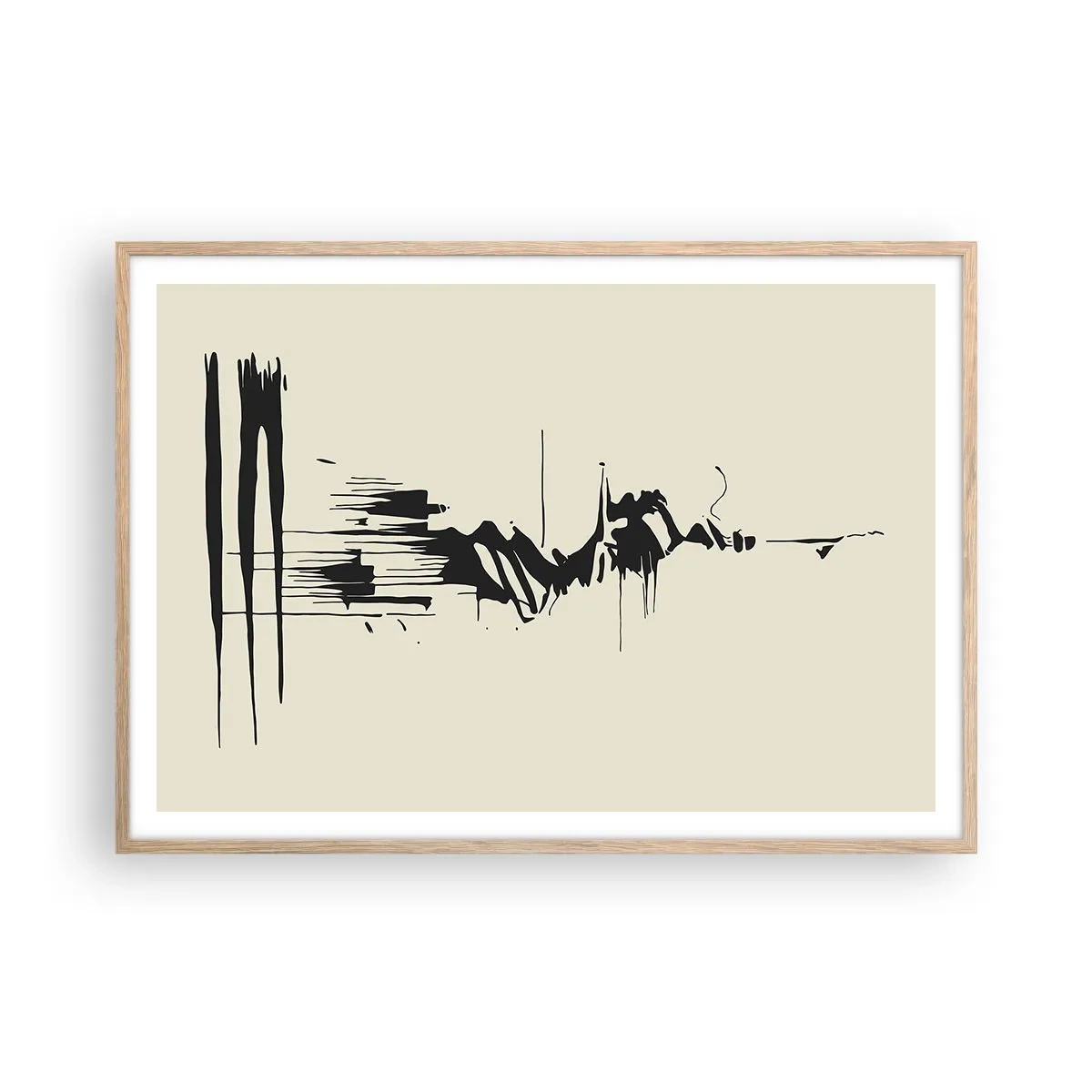 Poster in einem Rahmen aus heller Eiche - Hastige Abstraktion - 100x70 cm