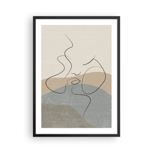Poster in einem schwarzem Rahmen - Eine minimalistische Linie, die ein feminines Gesicht kreiert - 50x70cm - Wie ein Pinselstrich - Moderne Wanddekoration für Wohnzimmer und Schlafzimmer ARTTOR