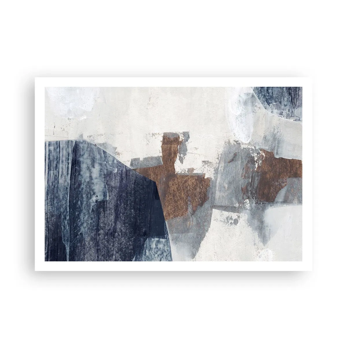 Poster - Abstrakte Formen in Blau- und Brauntönen - 100x70cm - Blaue und braune Formen - Moderne Wanddekoration für Wohnzimmer und Schlafzimmer ARTTOR